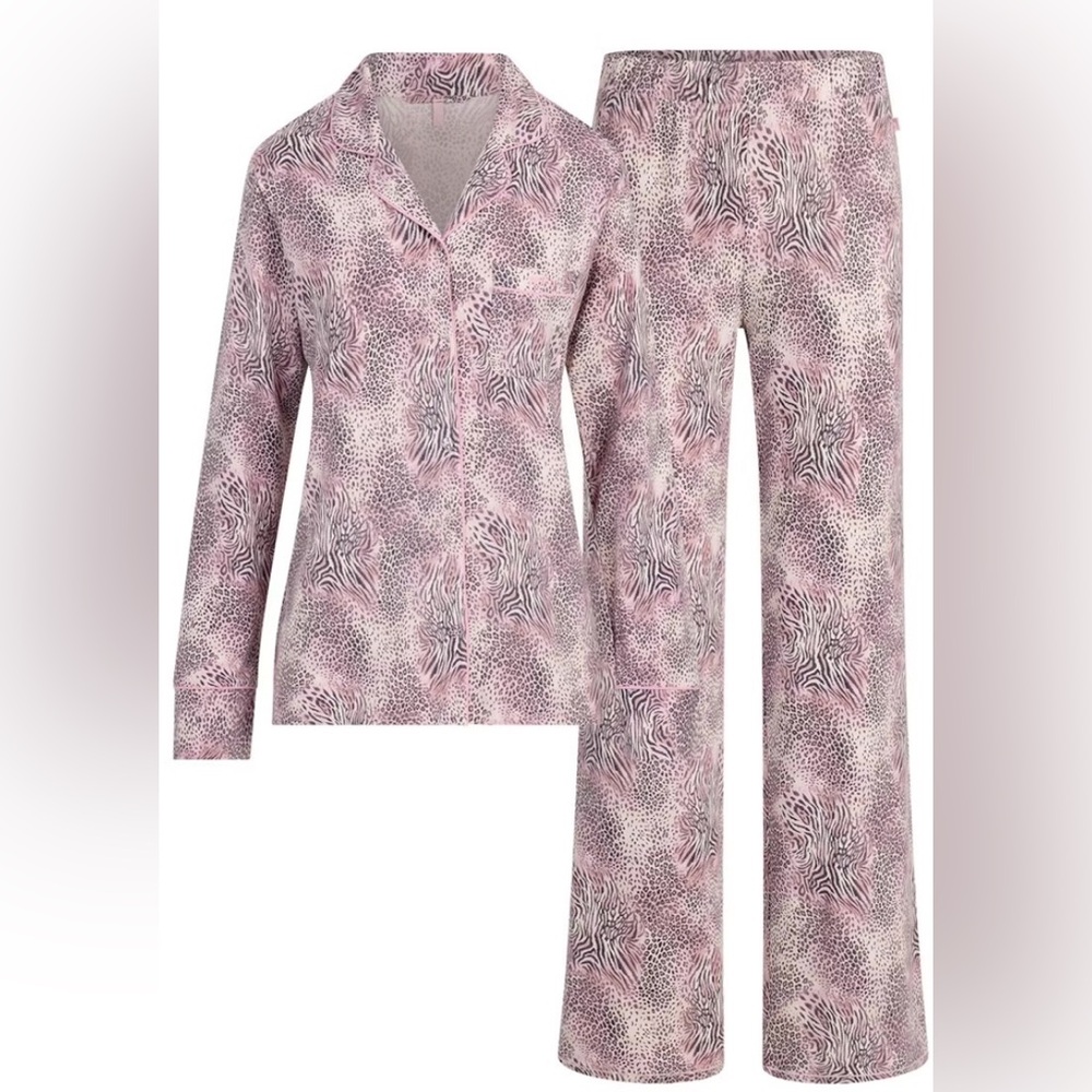NWT Skims Sleep Long Sleeve Button up Set- Limited Edition Bloom Mini Multi Ani